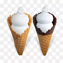 冰淇淋圆锥形华夫饼巧克力布朗尼冰淇淋