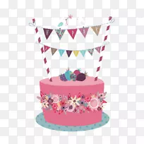 生日蛋糕祝你生日快乐贺卡和便条-生日