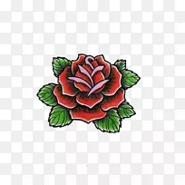旧派(纹身)画玫瑰素描-玫瑰