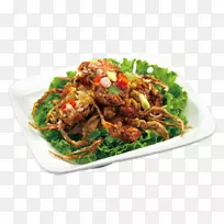 泰国菜素食菜karedok油炸鱼烹饪.蒸毛蟹