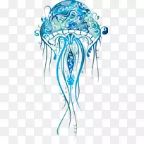 蓝色水母绘图-设计