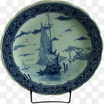 板式瓷盘罗森塔尔蓝白陶器手绘气球输送材料