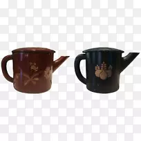 咖啡杯陶瓷杯.暗红色搪瓷茶壶