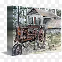 拖拉机手推车农场谷仓原木舱-拖拉机