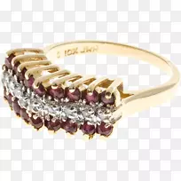 红宝石环紫水晶色金钻红宝石
