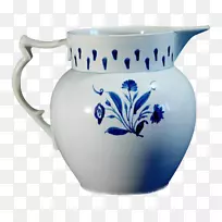 罐蓝和白陶器陶瓷钴蓝杯