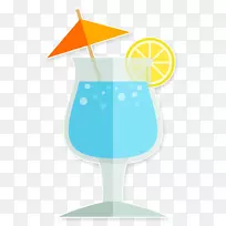 蓝色夏威夷鸡尾酒装饰果汁冰块鸡尾酒