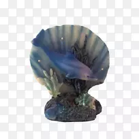 钴蓝花瓶-天然海洋动物海豚