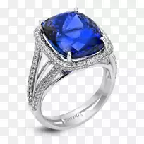 蓝宝石订婚戒指时尚珠宝蓝宝石