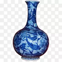 青花陶花瓶瓷钴蓝花瓶