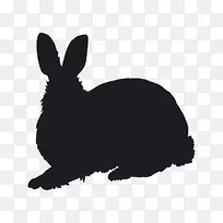 家养兔侧影兔纹板-侧影