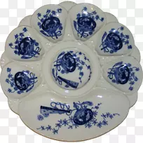 板式陶瓷蓝和白色陶器钴蓝盘