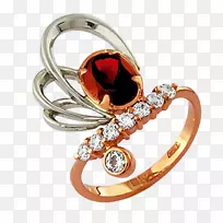 红宝石首饰银钻石戒指