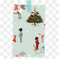 圣诞树，圣诞贴纸，圣诞装饰品，贺卡和便笺卡-圣诞树
