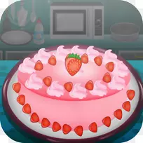 草莓奶油蛋糕，冰淇淋，生日蛋糕，短蛋糕-冰淇淋
