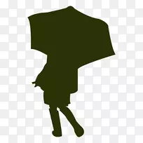 雨伞剪影剪贴画-雨伞