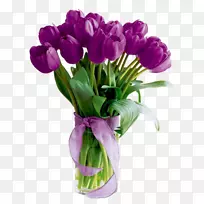花瓶郁金香节日花紫色花瓶