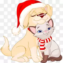 小猫圣诞卡猫夹艺术-小猫