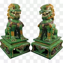 守护者狮子古董雕像陶瓷兵马俑-古董