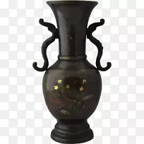 青铜花瓶金属明治期铜花瓶