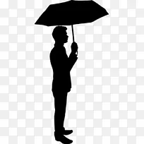 雨伞剪影人雨伞