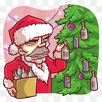 圣诞老人圣诞树电报贴纸-圣诞老人