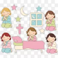 睡前祷告儿童剪贴画-儿童