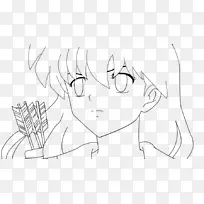 Kagome Higurashi Kikyo线画素描-InuYasha