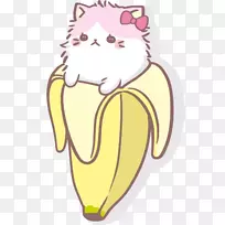 猫卡瓦伊香蕉画-猫