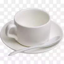 咖啡杯如-拉基打印白咖啡碟杯