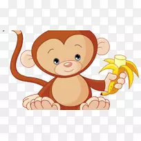 小猴子绘画剪贴画-猴子