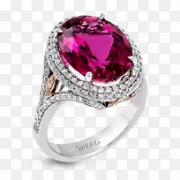 红宝石订婚戒指宝石钻石红宝石