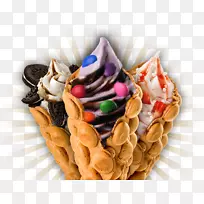 鸡蛋华夫饼冰淇淋薄煎饼泡茶冰淇淋
