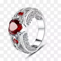 红宝石婚戒订婚戒指潘多拉红宝石