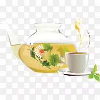 花茶、绿茶、菊花茶、剪贴画.茶