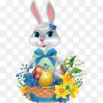 复活节兔子篮子剪贴画-复活节