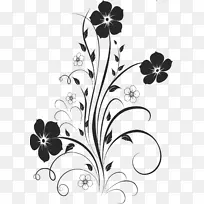 花卉设计单色彩绘阿拉伯装饰设计
