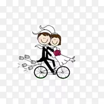 结婚邀请纸结婚自行车绘画-自行车