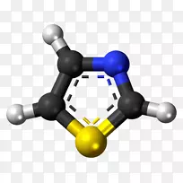 吡唑球棒模型杂环化合物分子噻唑