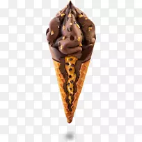 冰淇淋圆锥形圣代巧克力冰淇淋