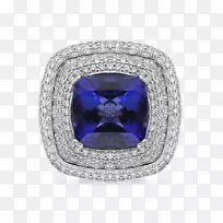 蓝宝石戒指，坦赞尼体珠宝，钻石-蓝宝石