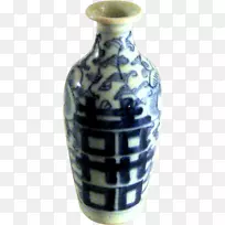 花瓶陶瓷钴蓝白陶瓷花瓶