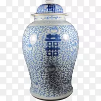 金塔蓝白陶器陶瓷钴蓝花瓶