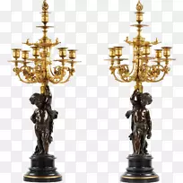 青铜雕塑或铜制烛台.青铜