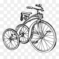 旧式玩具玩偶和新奇cd-rom和书三轮车自行车速度剪辑艺术-自行车