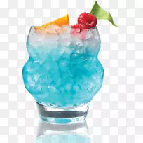 蓝色夏威夷鸡尾酒，杜松子酒和奎宁蓝泻湖意大利苏打水鸡尾酒