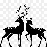 白尾鹿剪影鹿与鹿剪贴画-鹿水彩