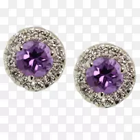 耳环紫水晶珠宝金钻石耳环
