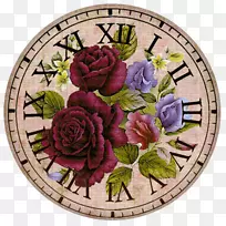 时钟面花设计花园玫瑰-时钟