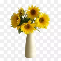 带十二朵向日葵的花瓶画花设计.花瓶